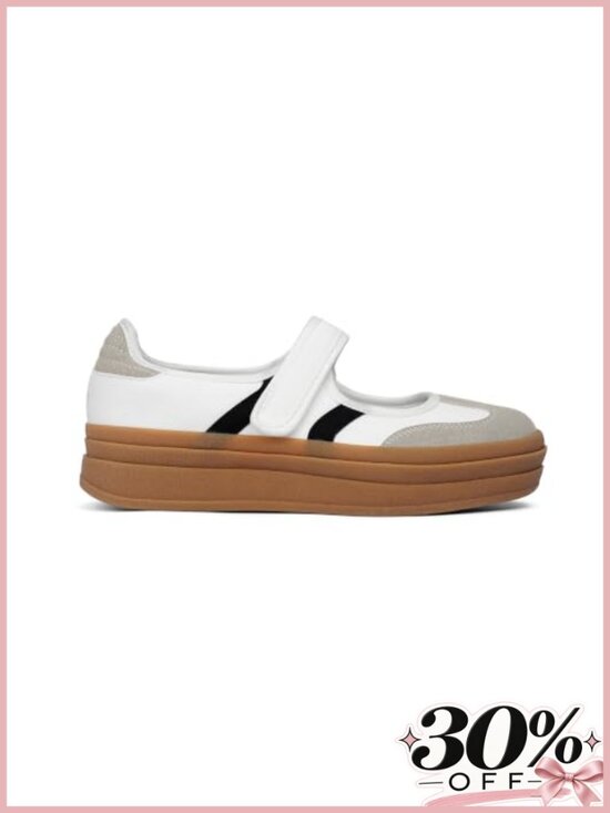 Shoes - Platform Mary Jane Sneakers Faux Leather Slip On Walking Flats